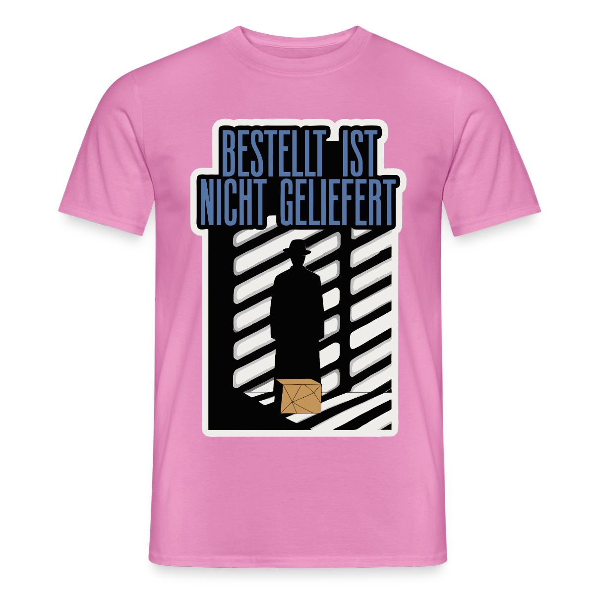 "Bestellt ist nicht geliefert. Film-noir-Motiv" Motiv-T-Shirt für Männer, Farbe Pink