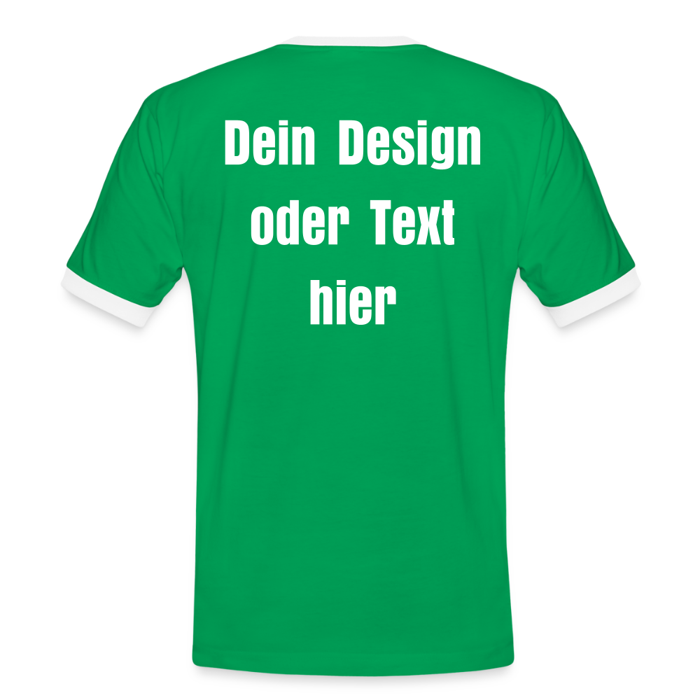 Männer Kontrast-T-Shirt - personalisierbare Vorder- und Rückseite - Kelly Green/Weiß