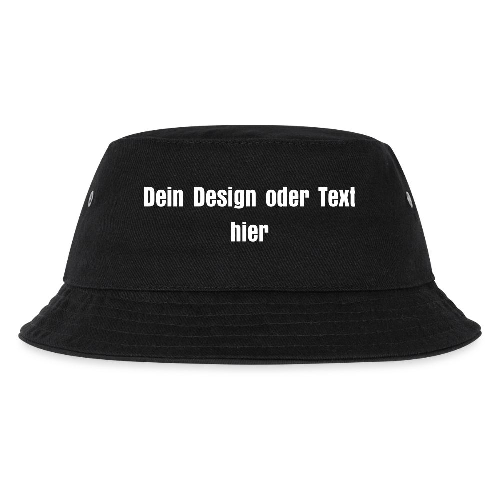 Kinder Bucket Hat - personalisierbar - Schwarz