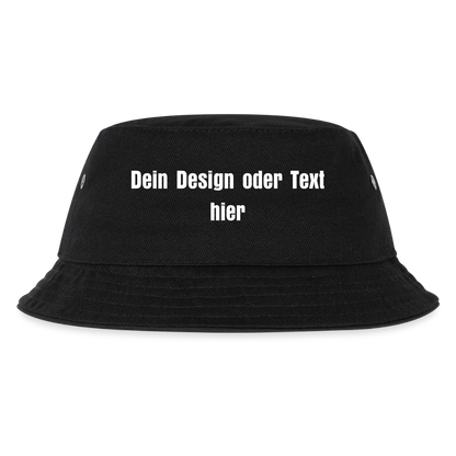Kinder Bucket Hat - personalisierbar - Schwarz