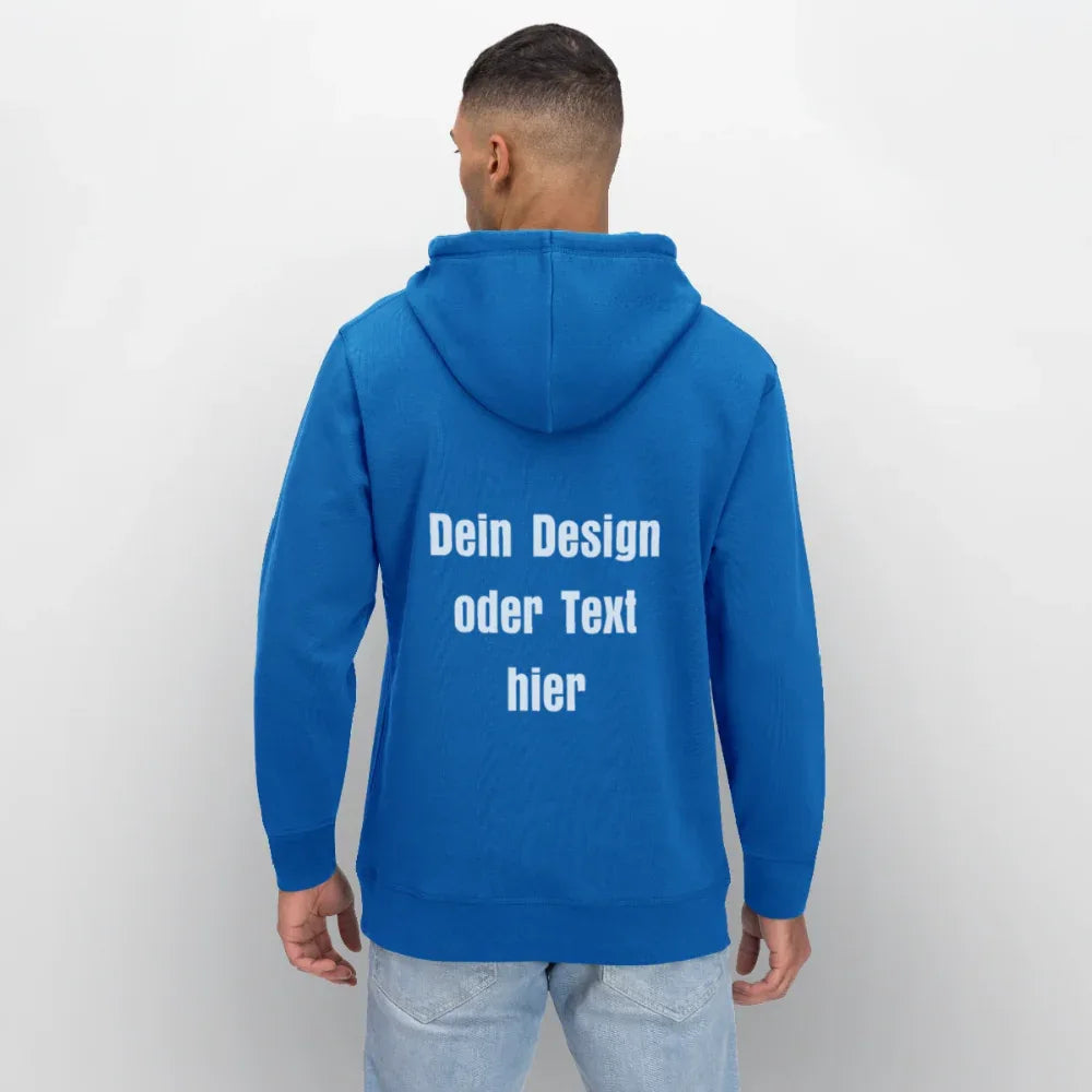Stanley/Stella Unisex Bio-Hoodie DRUMMER - personalisierbare Vorder- und Rückseite - Königsblau