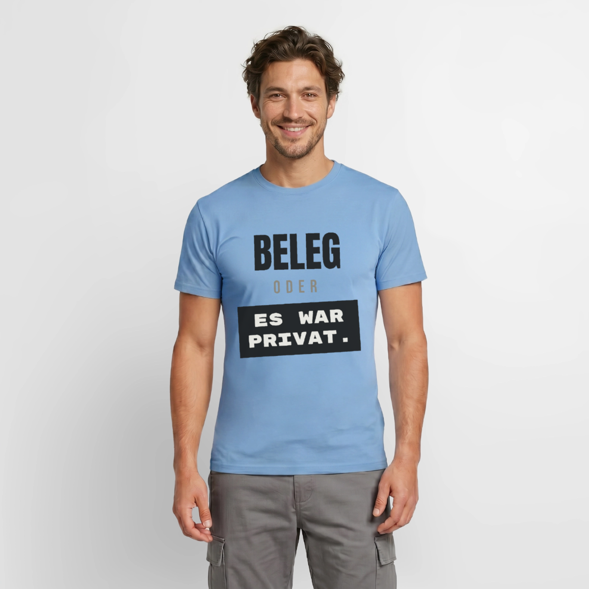 Beleg oder es war privat. Motiv-T-Shirt für Männer, Farbe Carolina Blue, Model