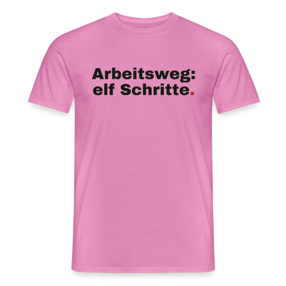 Arbeitsweg: elf Schritte Motiv-T-Shirt für Männer, Farbe Pink