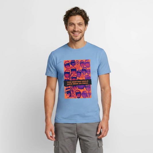 This meeting could have been an email. Raster-Motiv Motiv-T-Shirt für Männer, Farbe Carolina Blue, Model