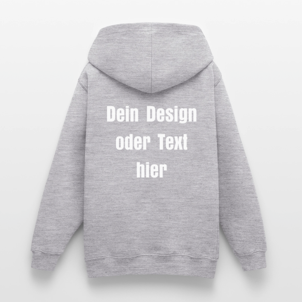 Teenager Hoodie - personalisierbare Vorder- und Rückseite - Hellgrau meliert