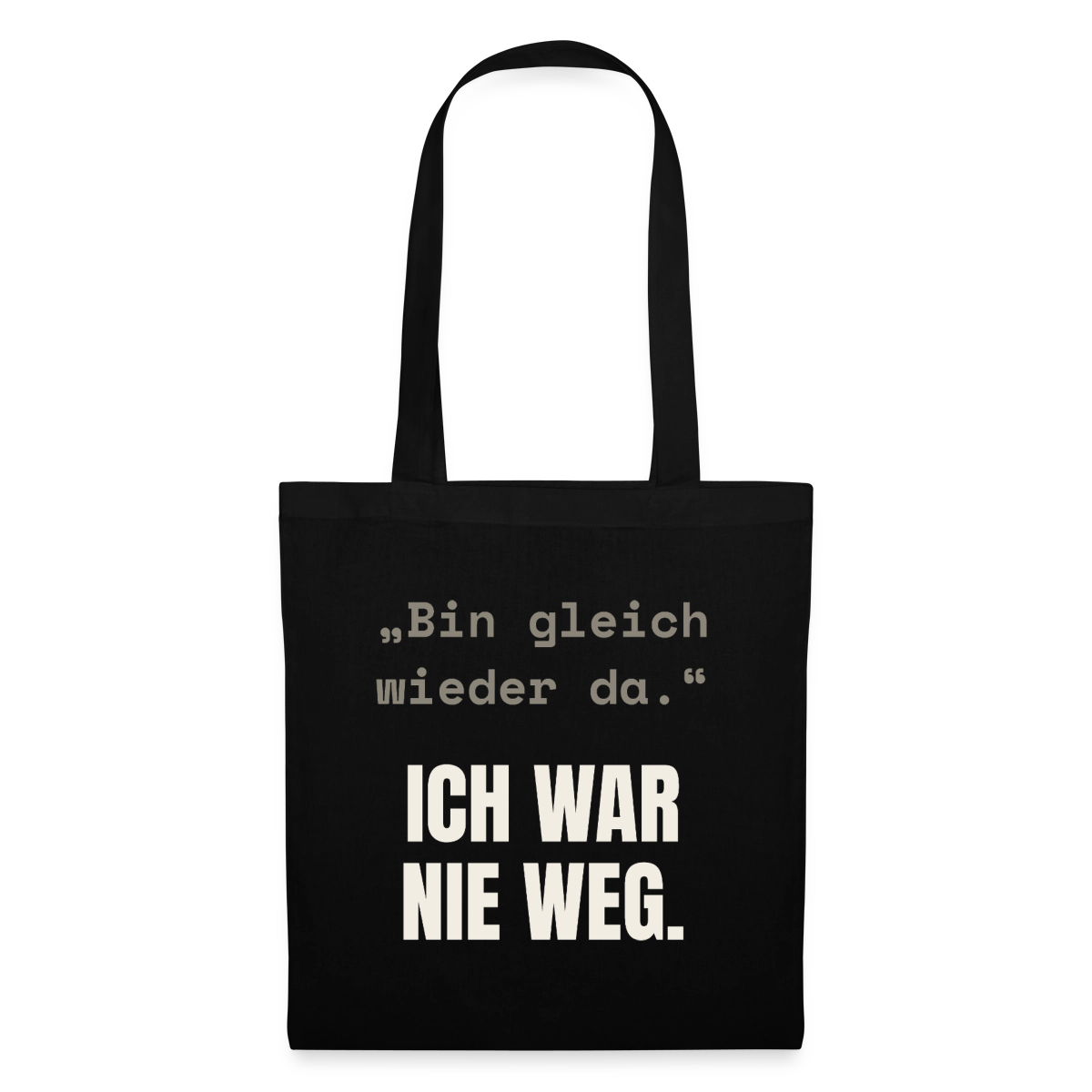 Ich war nie weg Stoffbeutel, Farbe Schwarz