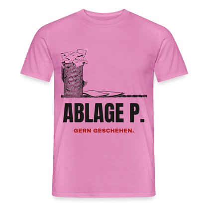 "Ablage P. Gern geschehen." Motiv-T-Shirt für Männer, Farbe Pink