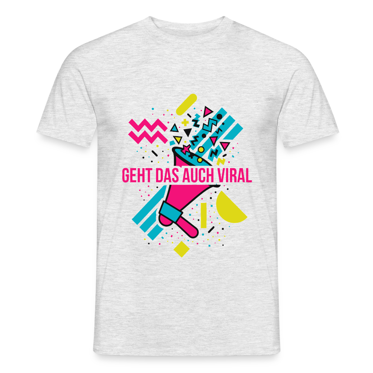 Geht das auch viral? Memphis-Motiv Motiv-T-Shirt für Männer, Farbe Grau meliert