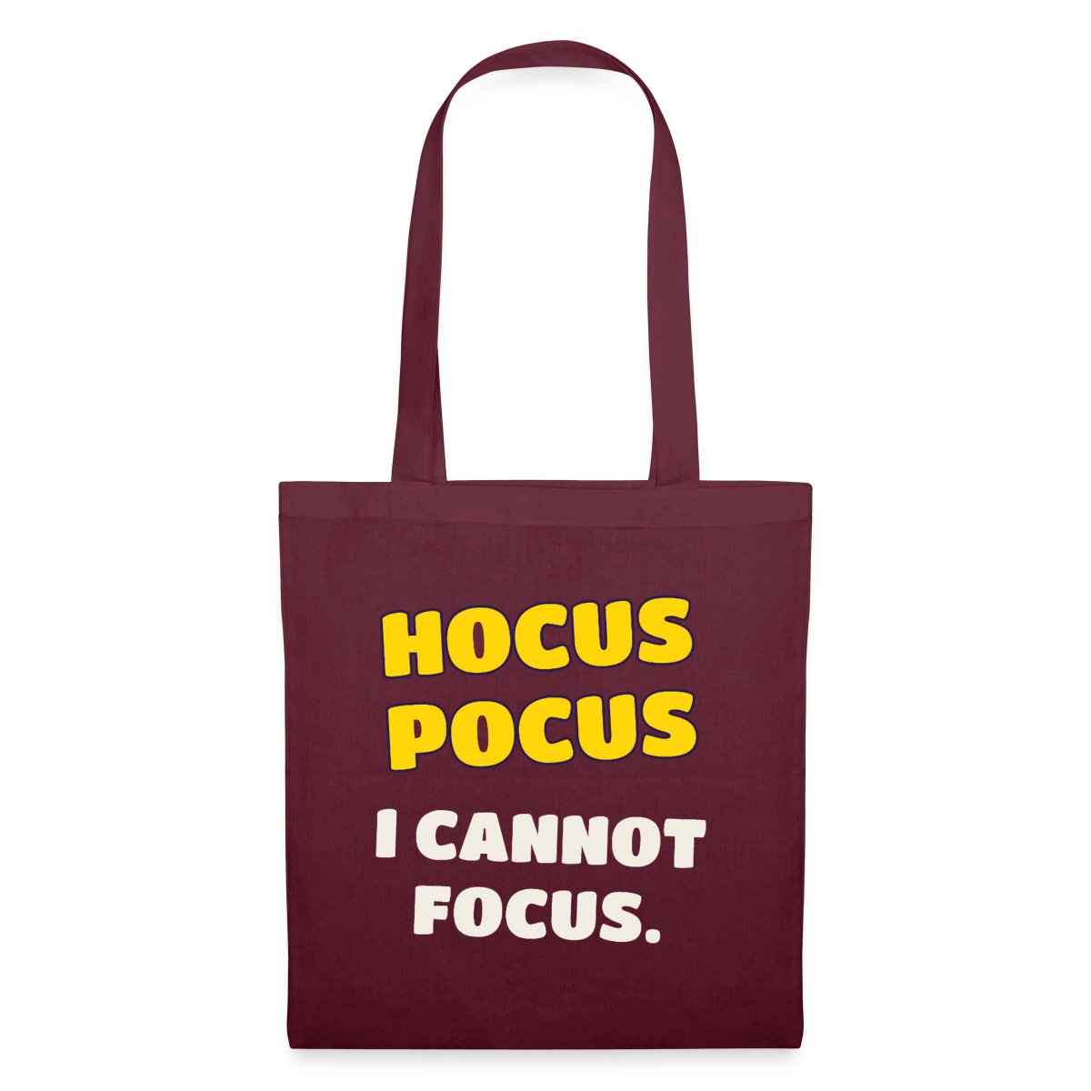 Hocus Pocus, I cannot focus. Stoffbeutel, Farbe Burgunderrot