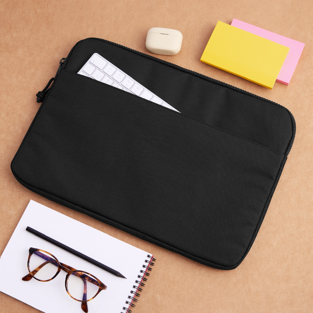 Laptoptasche passend für bis zu 15 Zoll Laptopgröße - personalisierbar - Schwarz