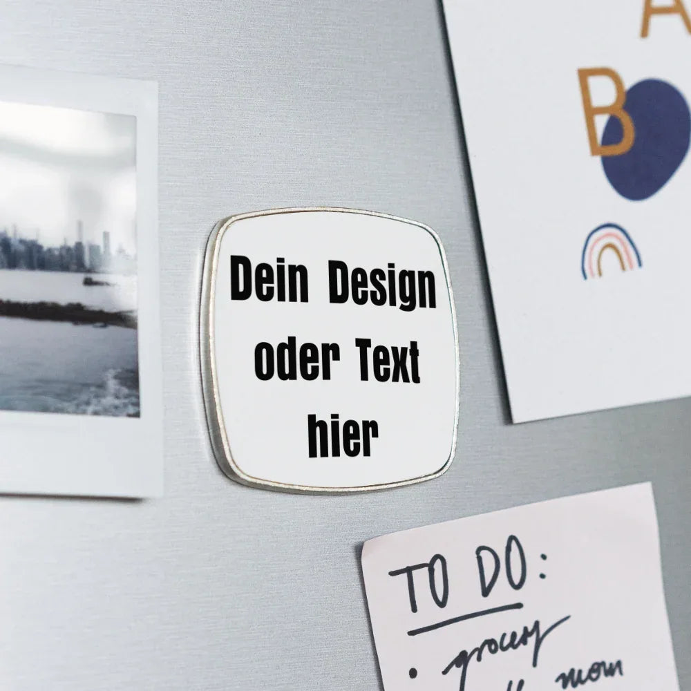 Viereckiger Kühlschrankmagnet - personalisierbar - Weiß