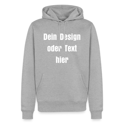 Männer Premium Hoodie - personalisierbare Vorder- und Rückseite - Grau meliert