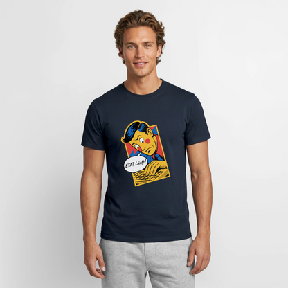 "ETA? Läuft! Popart-Motiv" Motiv-T-Shirt für Männer, Farbe Navy