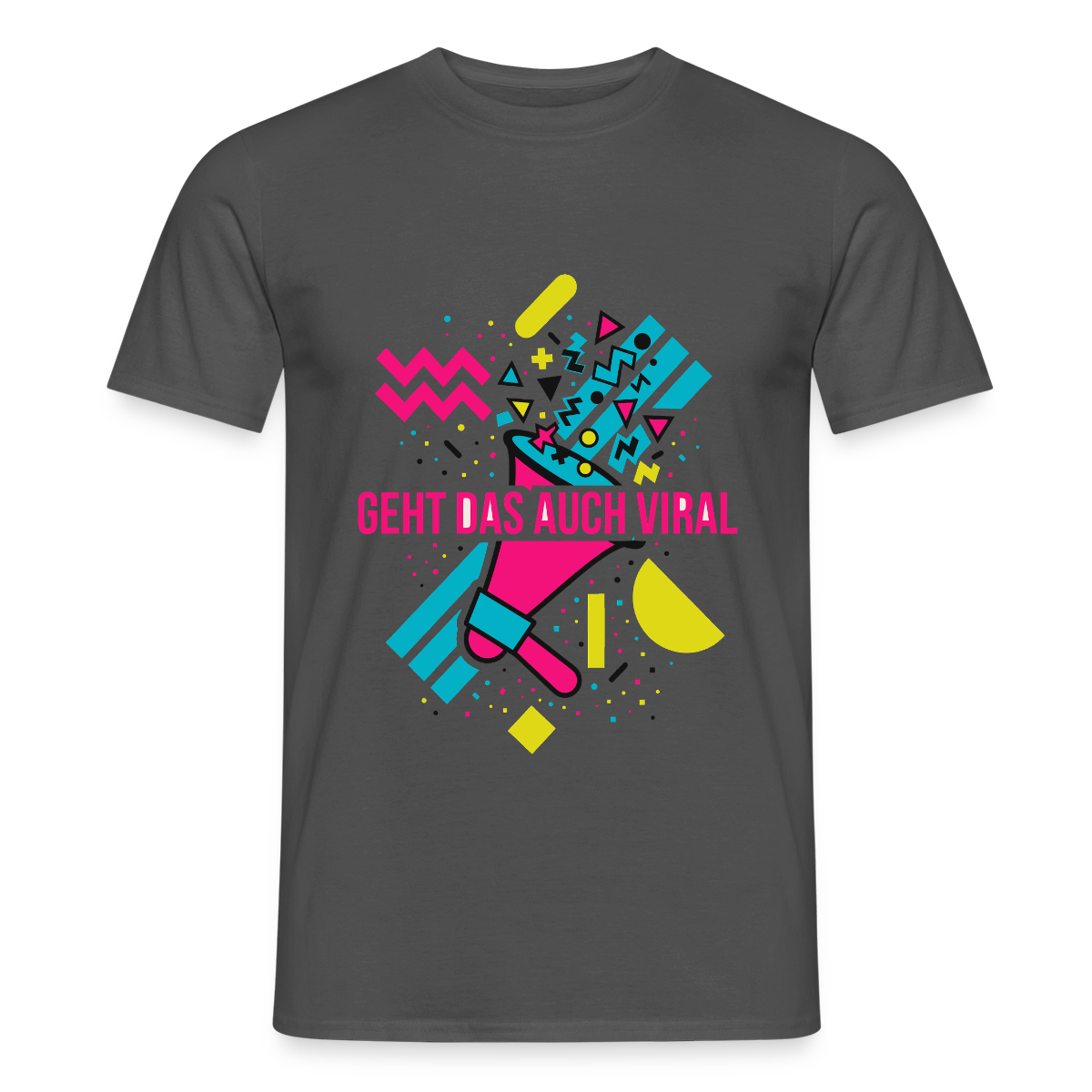 Geht das auch viral? Memphis-Motiv Motiv-T-Shirt für Männer, Farbe Anthrazit