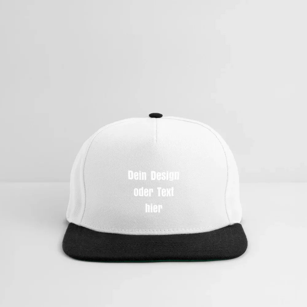 Snapback Cap - personalisierbar - Weiß/Schwarz