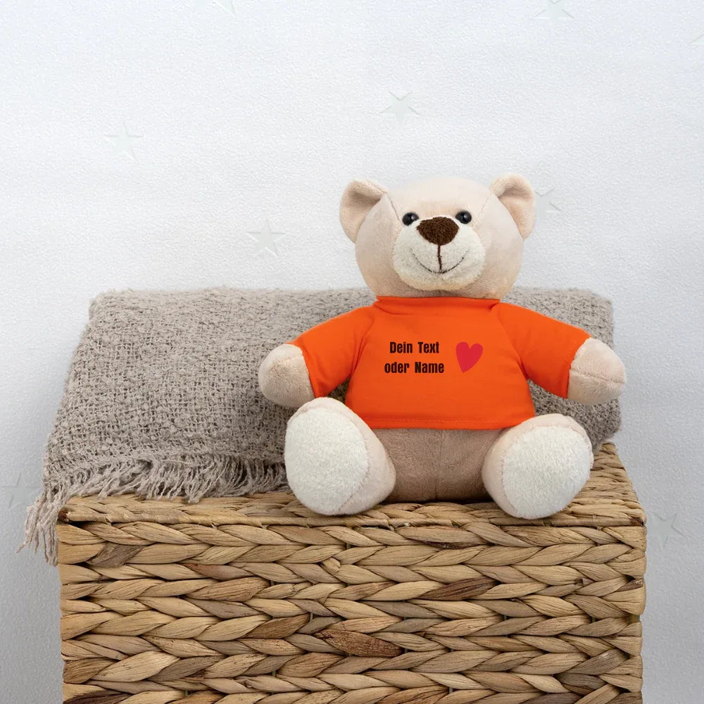 Teddy "Valentine" - personalisierbarer Text oder Name - Goldorange