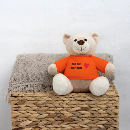 Teddy "Valentine" - personalisierbarer Text oder Name - Goldorange