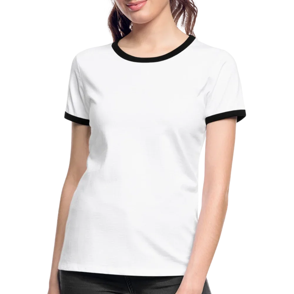 Frauen Kontrast-T-Shirt - personalisierbare Vorder- und Rückseite - Weiß/Schwarz