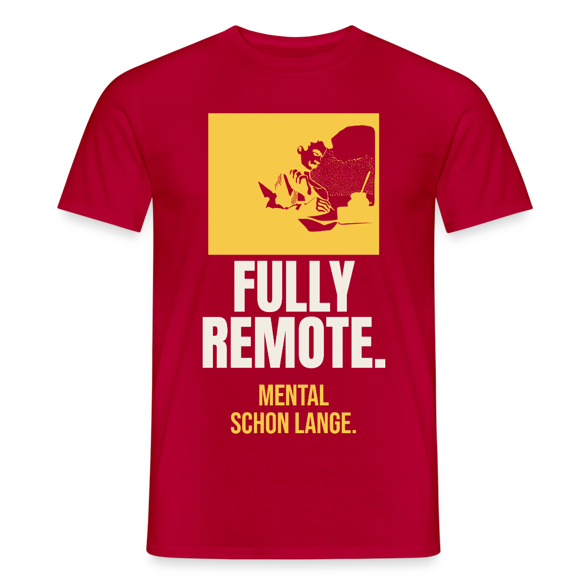 Fully remote Motiv-T-Shirt für Männer, Farbe Rot