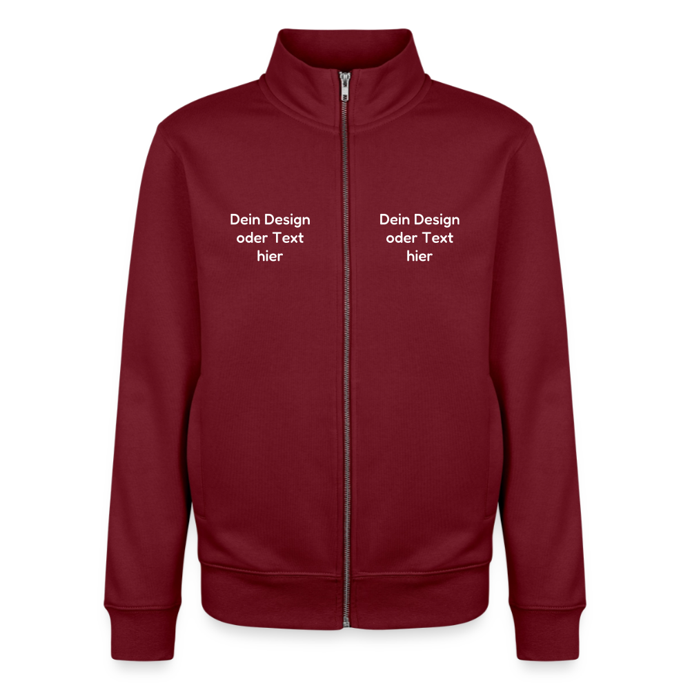 Pullover mit Zip-Kragen für Sie und Ihn (Unisex) - personalisierbare Vorder- und Rückseite - Burgunderrot