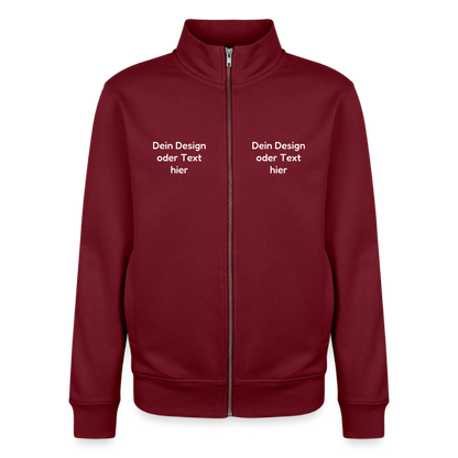 Pullover mit Zip-Kragen für Sie und Ihn (Unisex) - personalisierbare Vorder- und Rückseite - Burgunderrot
