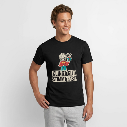 Klingt gut. Stimmt fast. Motiv-T-Shirt für Männer, Farbe Schwarz, Model