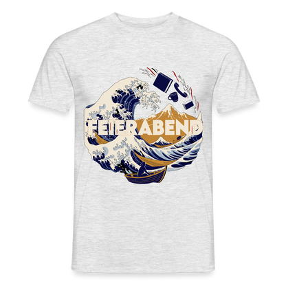 "Feierabend. Ukiyo-e-Motiv" Motiv-T-Shirt für Männer, Farbe Grau meliert