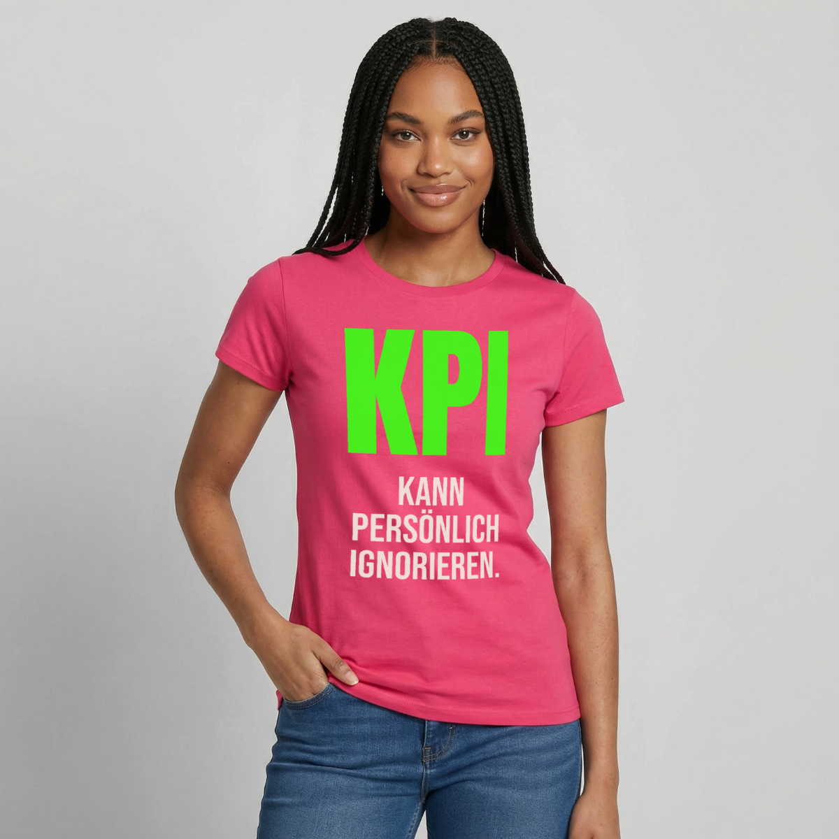 "KPI kann persönlich ignorieren." Motiv-T-Shirt für Frauen, Farbe Azalea