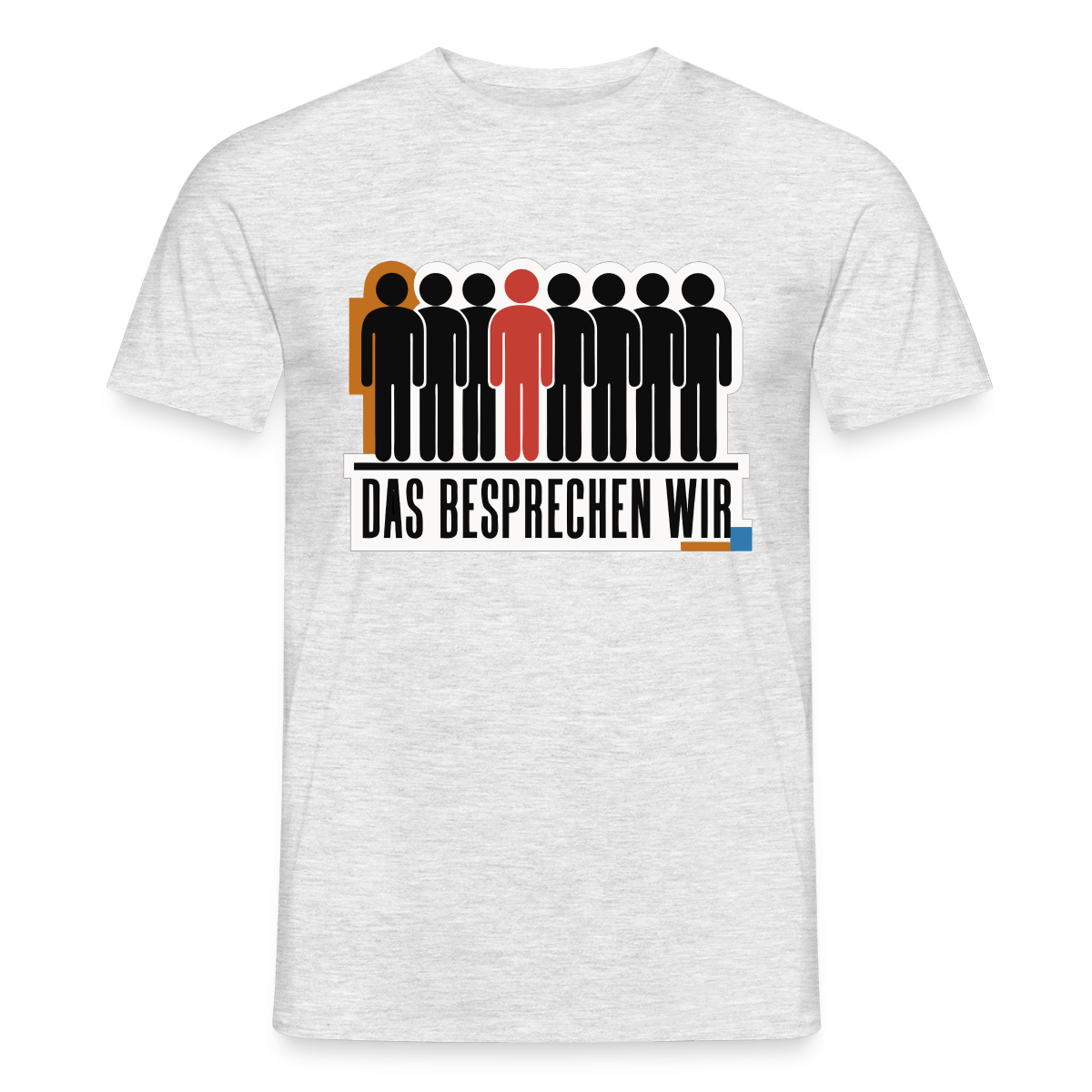 "Das besprechen wir. Isotype-Motiv" Motiv-T-Shirt für Männer, Farbe Grau meliert
