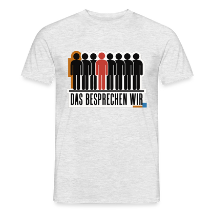 "Das besprechen wir. Isotype-Motiv" Motiv-T-Shirt für Männer, Farbe Grau meliert
