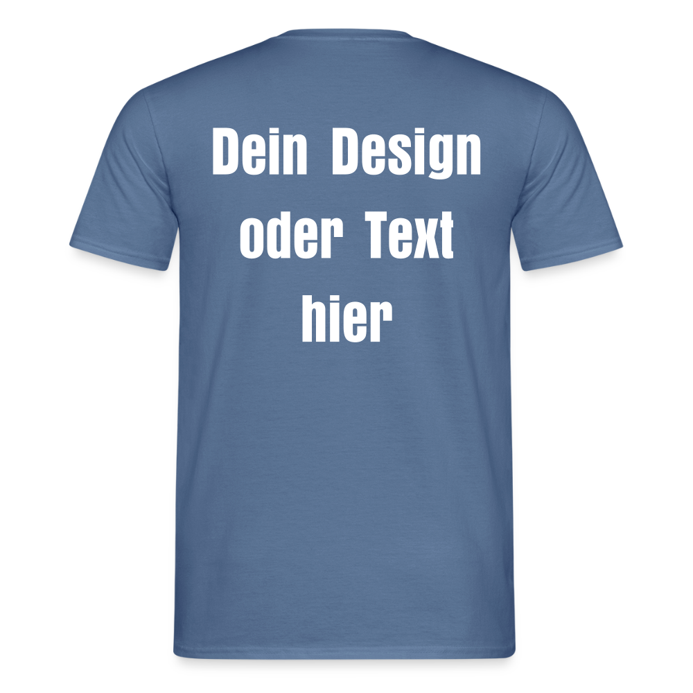 Männer T-Shirt - personalisierbare Vorder- und Rückseite - Taubenblau 