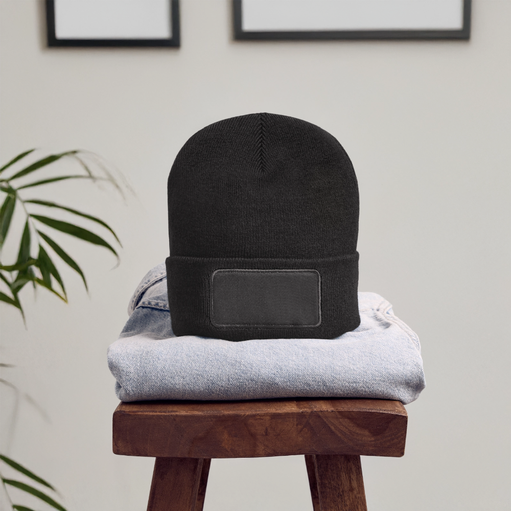 Recycelte Patch Beanie - personalisierbar - Dunkelgrau