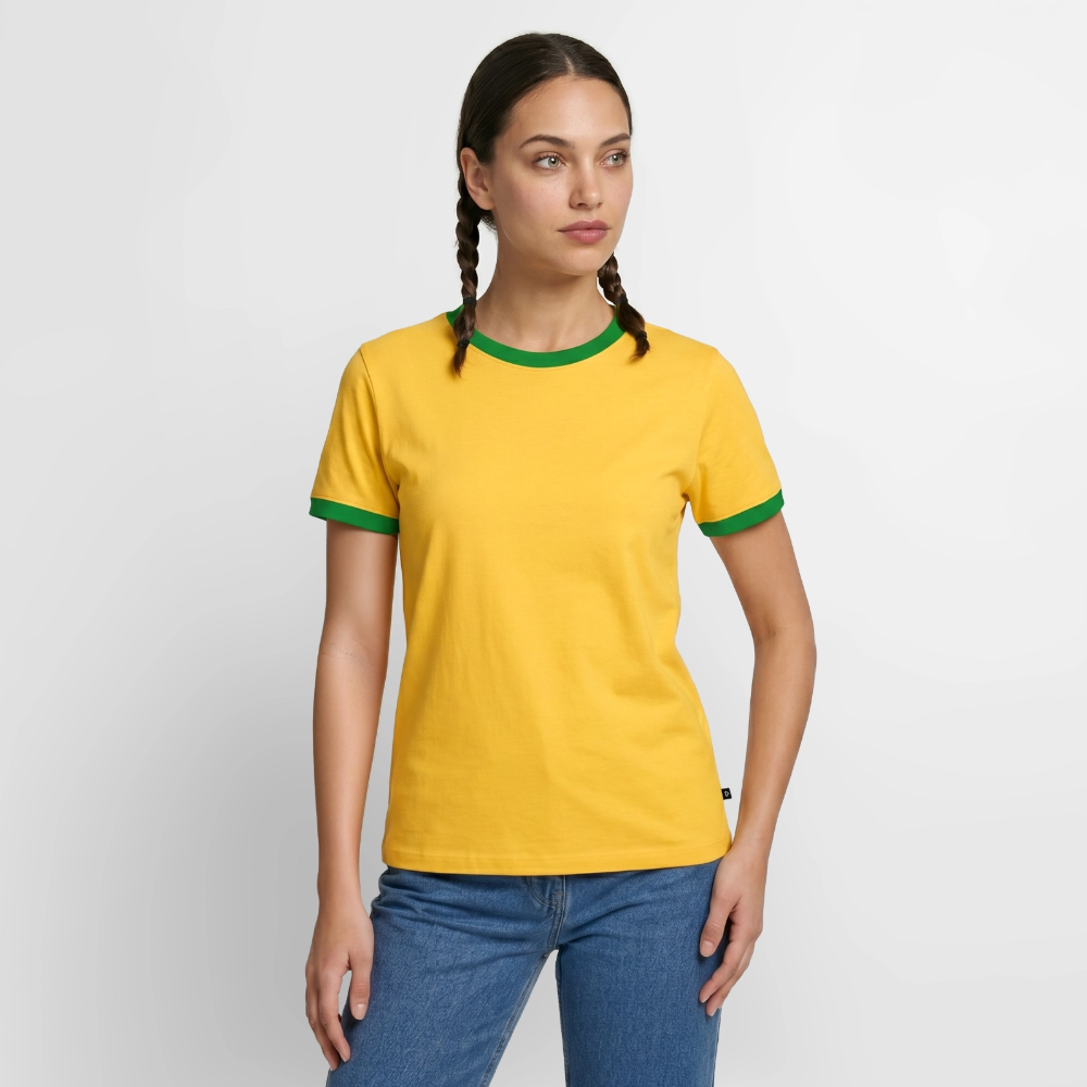 Männer Kontrast-T-Shirt - personalisierbare Vorder- und Rückseite - Gelb/Grün 