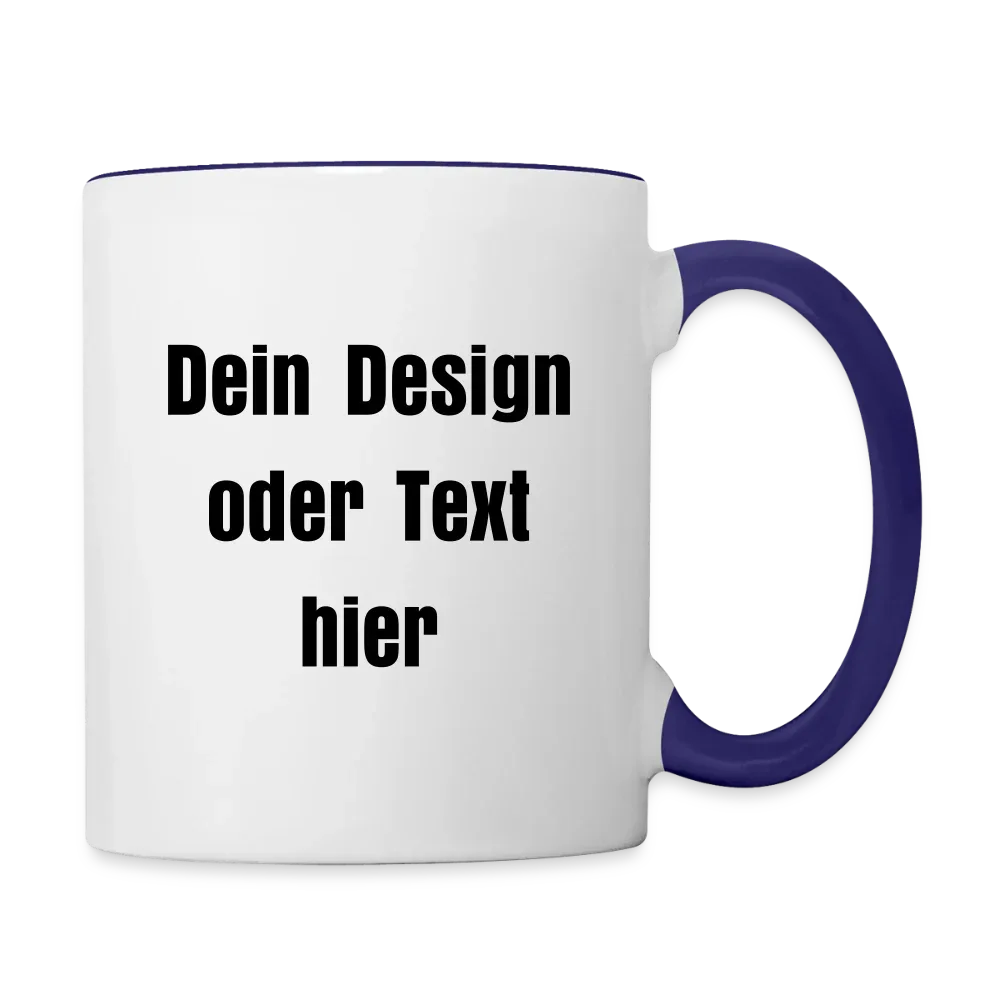 Keramiktasse zweifarbig 325ml - personalisierbar - Weiß/Kobaltblau