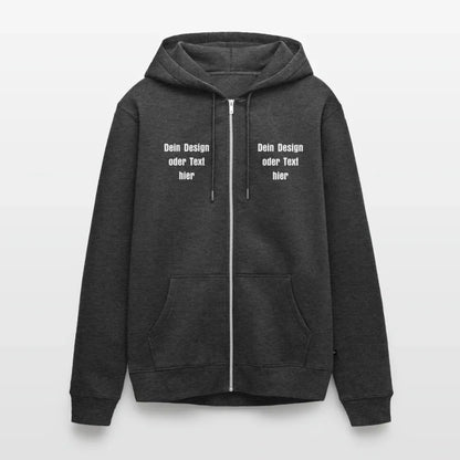 Männer Premium Kapuzenjacke - personalisierbare Vorder- und Rückseite - Anthrazit meliert