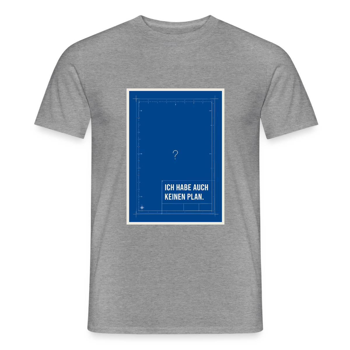 Ich habe auch keinen Plan. Motiv-T-Shirt für Männer, Farbe Graphit meliert