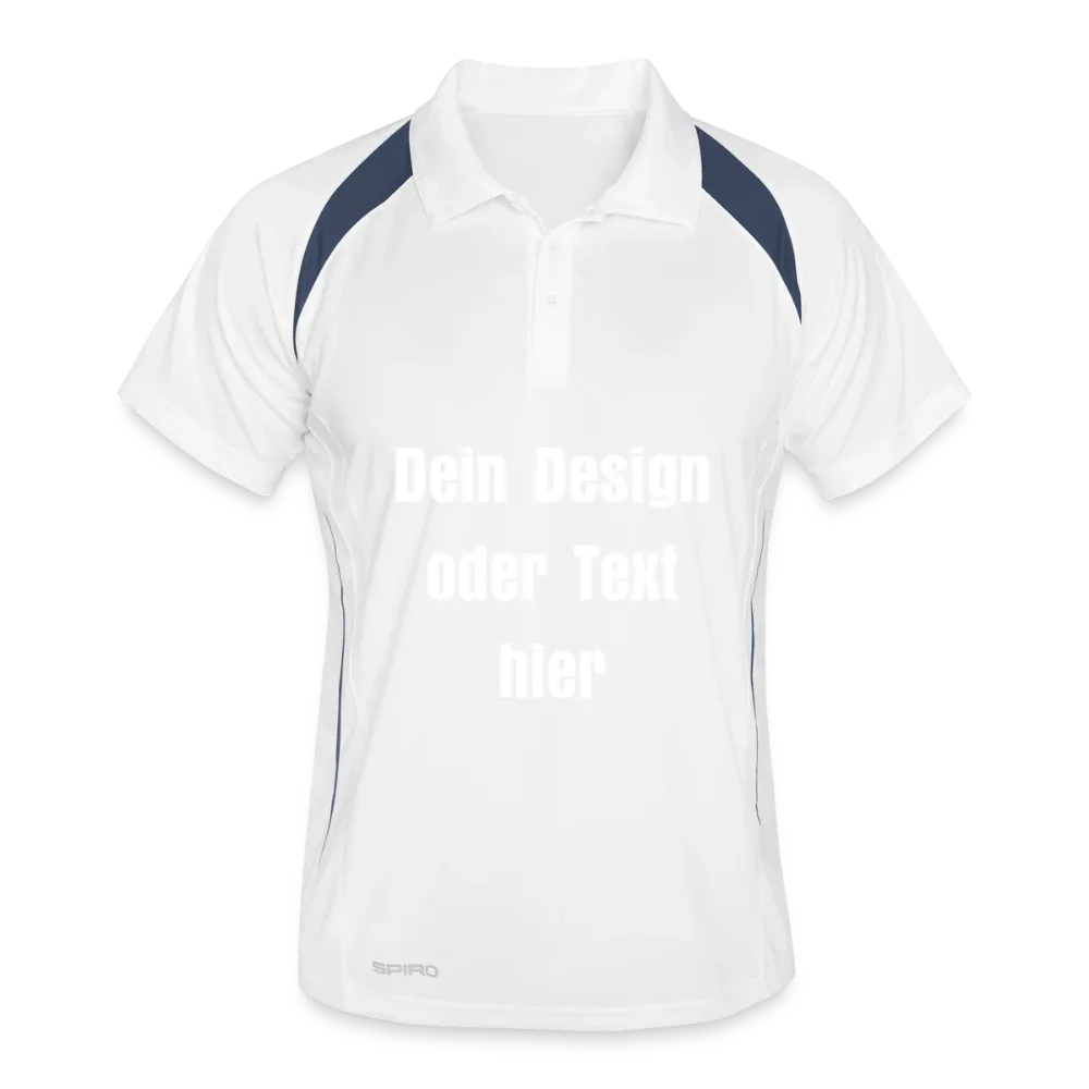 Männer Polo atmungsaktiv - personalisierbar - Weiß/Navy