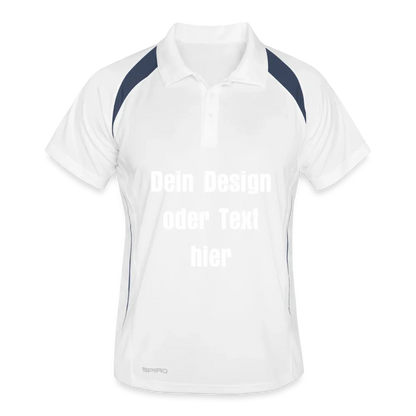 Männer Polo atmungsaktiv - personalisierbar - Weiß/Navy