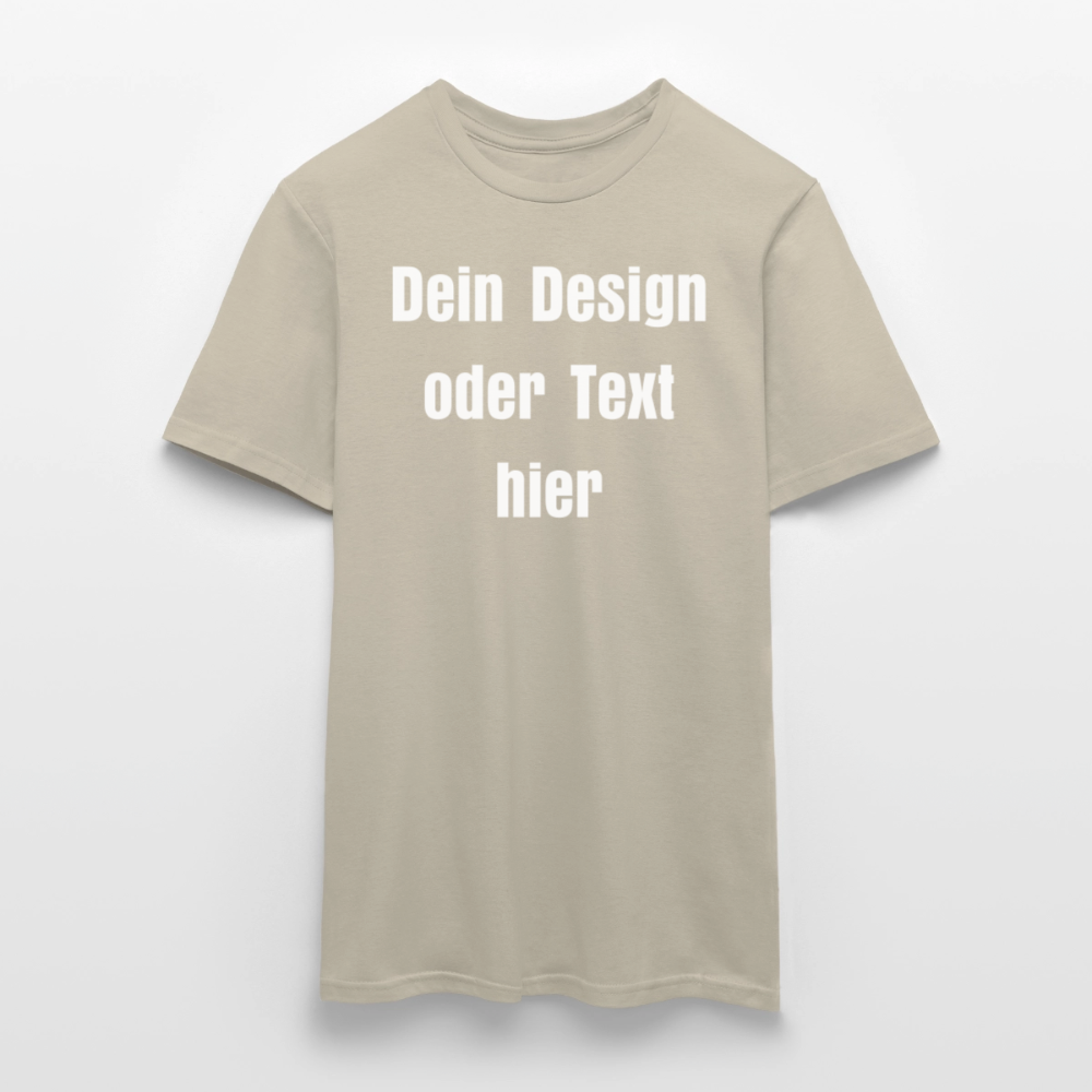 Männer T-Shirt - personalisierbare Vorder- und Rückseite - Sandbeige