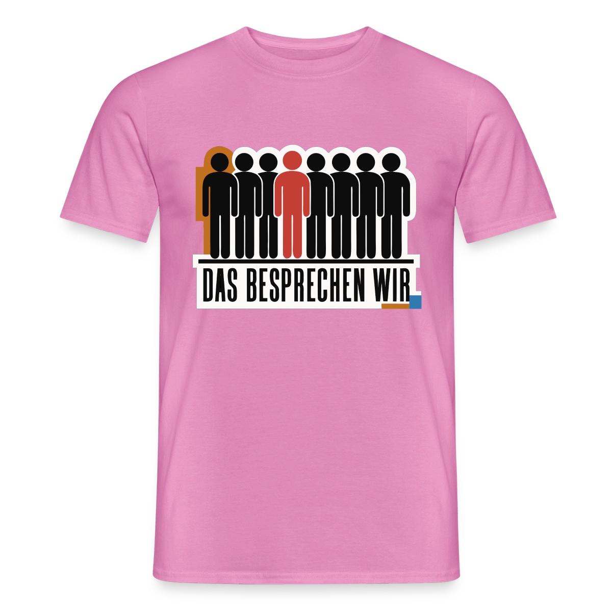 "Das besprechen wir. Isotype-Motiv" Motiv-T-Shirt für Männer, Farbe Pink