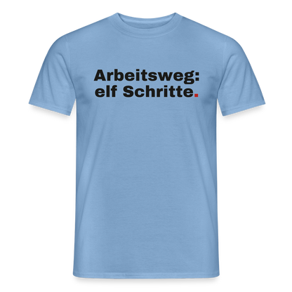 Arbeitsweg: elf Schritte Motiv-T-Shirt für Männer, Farbe Carolina Blue