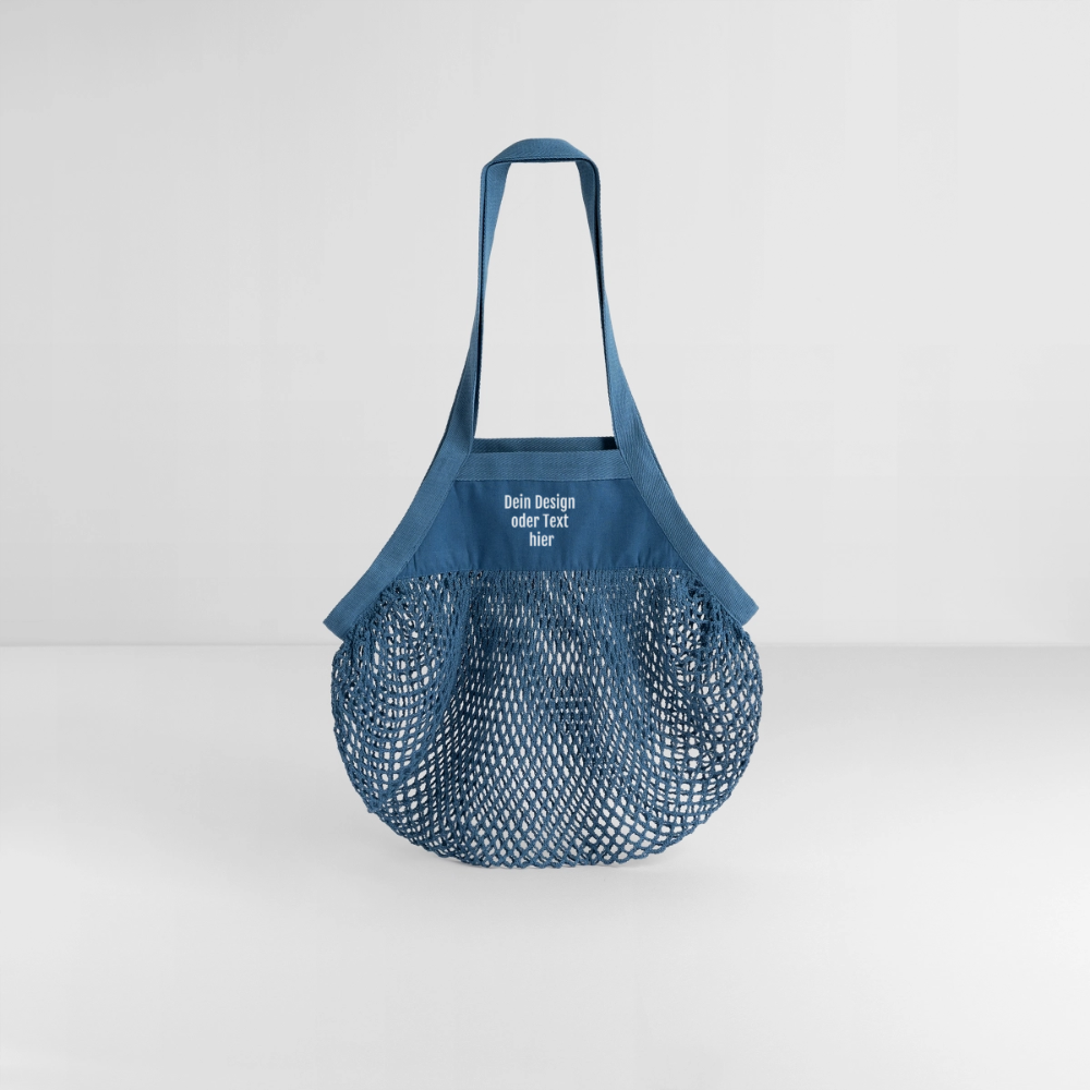 Organic Mesh-Einkaufstasche - personalisierbar - Jeansblau