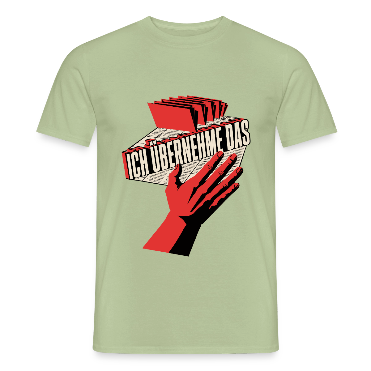 Ich übernehme das. Konstruktivismus-Motiv Motiv-T-Shirt für Männer, Farbe Sage