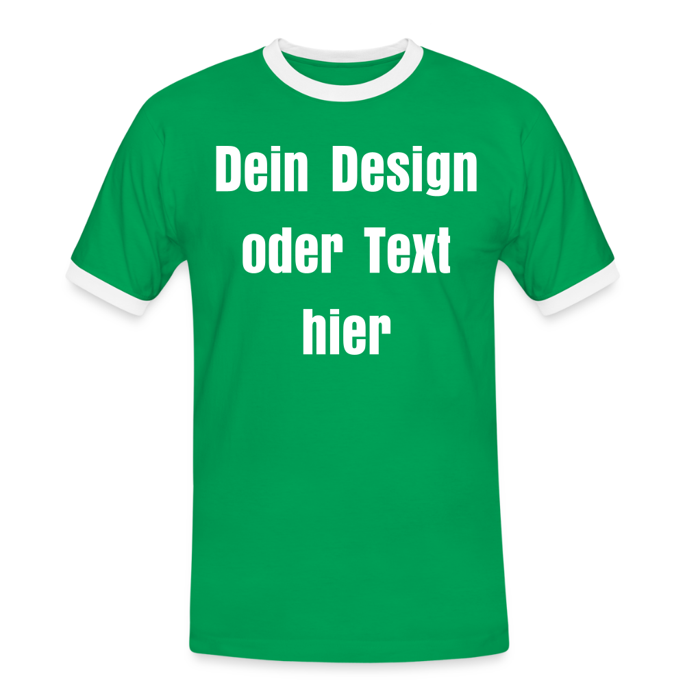 Männer Kontrast-T-Shirt - personalisierbare Vorder- und Rückseite - Kelly Green/Weiß