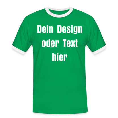 Männer Kontrast-T-Shirt - personalisierbare Vorder- und Rückseite - Kelly Green/Weiß