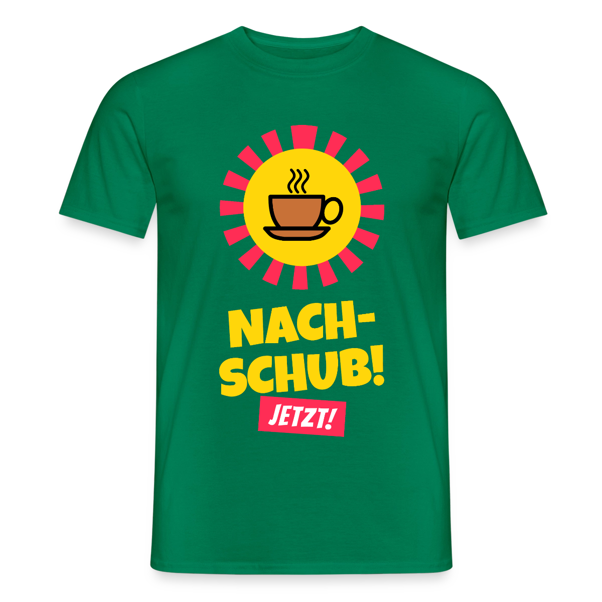 "Nachschub! Jetzt!" Motiv-T-Shirt für Männer, Farbe Kelly Green