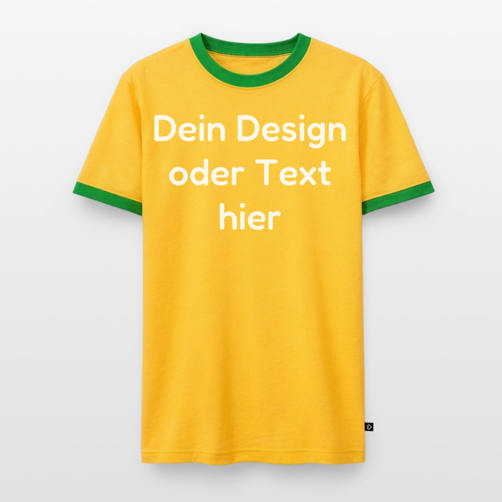 Männer Kontrast-T-Shirt - personalisierbare Vorder- und Rückseite - Gelb/Grün 