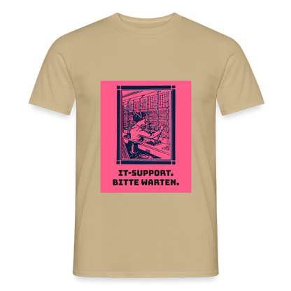 IT-Support. Bitte warten. Duotone-Motiv Motiv-T-Shirt für Männer, Farbe Sandbeige