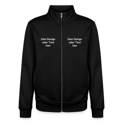 Pullover mit Zip-Kragen für Sie und Ihn (Unisex) - personalisierbare Vorder- und Rückseite - Schwarz