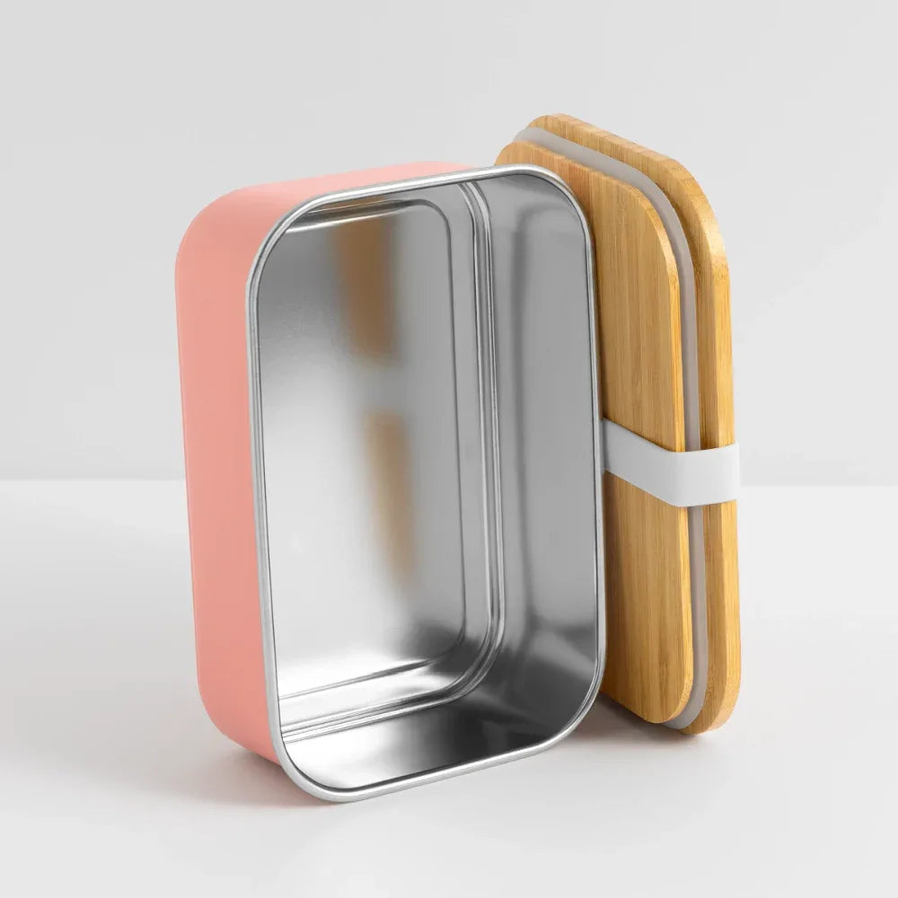 Lunch Box mit Bambusdeckel - personalisierbar - Hellrosa